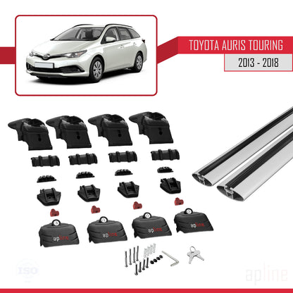 ACE-2 Dakdrager bagagedrager compatibel met Toyota Auris 2 (E180) Touring Sports 2013-2018 Spoorstaven Grijs Aluminium 2 Staven