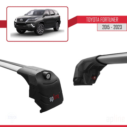 ACE-2 Dakdrager bagagedrager compatibel met Toyota Fortuner (AN160) 2015-2023 Spoorstaven Grijs Aluminium 2 Staven