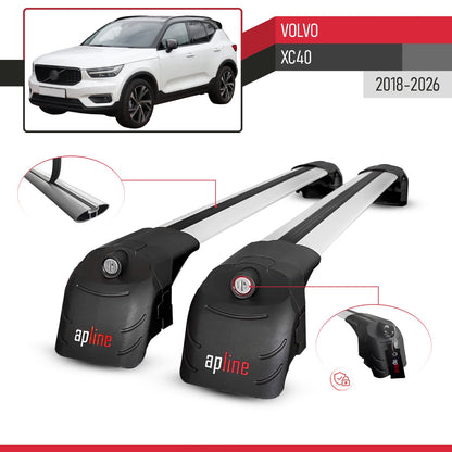 ACE-2 Dakdrager bagagedrager compatibel met Volvo XC40 2018-2025 Spoorstaven Grijs Aluminium 2 Staven