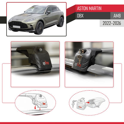 ACE-2 Dakdrager bagagedrager compatibel met Aston Martin (DBX707) 2022-2025 Spoorstaven Grijs Aluminium 2 Staven