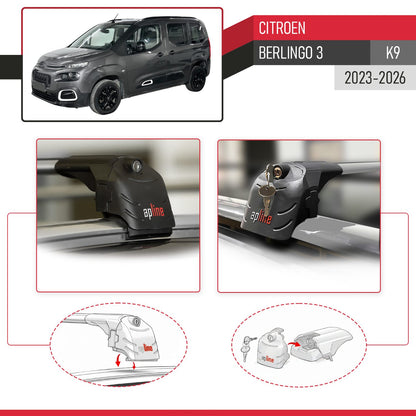 ACE-2 Dakdrager bagagedrager compatibel met Citroen Berlingo 3 (K9) 2023-2025 Spoorstaven Grijs Aluminium 2 Staven