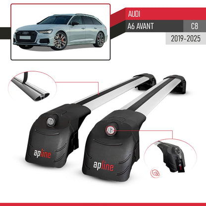 ACE-2 Dakdrager bagagedrager compatibel met A6 (C8) Avant 2019-2025 Spoorstaven Grijs Aluminium 2 Staven