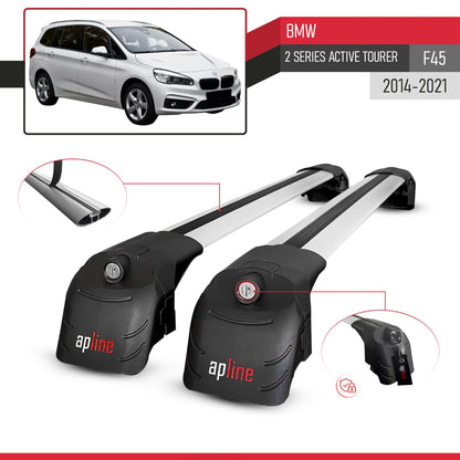 ACE-2 Dakdrager bagagedrager compatibel met BMW Serie 2 (F45) Active Tourer 2014-2021 Spoorstaven Grijs Aluminium 2 Staven