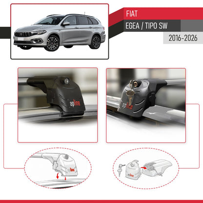 ACE-2 Dakdrager bagagedrager compatibel met Fiat Egea SW 2016-2025 Spoorstaven Grijs Aluminium 2 Staven