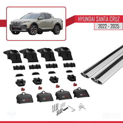 Compatible with Hyundai Santa Cruz (NX4A OB) 2022-2025 ACE-2 Car Roof Rack Cross Bar Grey Aluminium 2 Bars