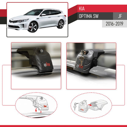 Compatible with Kia Optima (JF) SW 2016-2019 ACE-2 Car Roof Rack Cross Bar Grey Aluminium 2 Bars