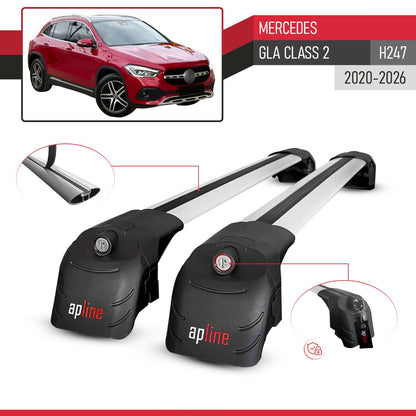 Compatible with Mercedes GLA Class 2 (H247) 2020-2025 ACE-2 Car Roof Rack Cross Bar Grey Aluminium 2 Bars