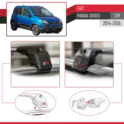 ACE-2 Dakdrager bagagedrager compatibel met Fiat Panda Cross 2014-2025 Spoorstaven Grijs Aluminium 2 Staven