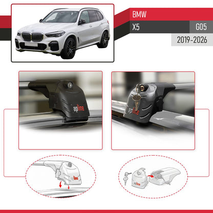 ACE-2 Dakdrager bagagedrager compatibel met BMW X5 (G05) 2019-2025 Spoorstaven Grijs Aluminium 2 Staven