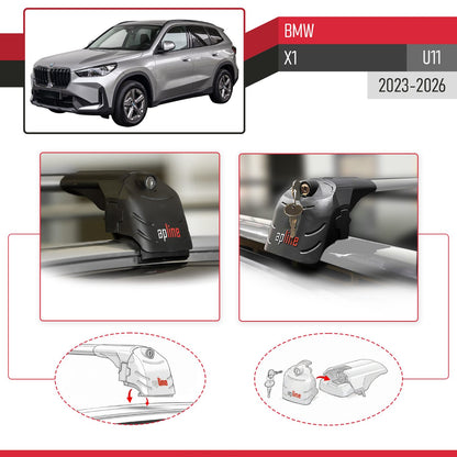 ACE-2 Dakdrager bagagedrager compatibel met BMW X1 (U11) 2023-2025 Spoorstaven Grijs Aluminium 2 Staven