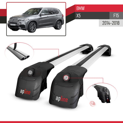 ACE-2 Dakdrager bagagedrager compatibel met BMW X5 (F15) 2014-2018 Spoorstaven Grijs Aluminium 2 Staven