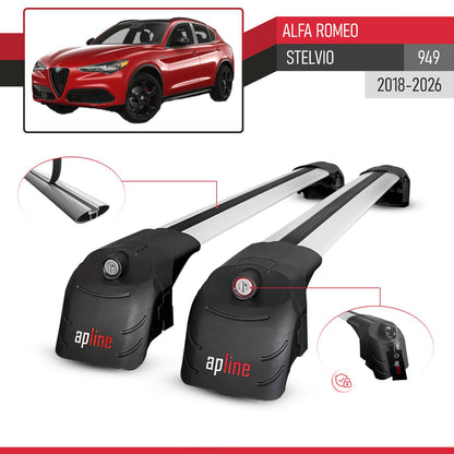ACE-2 Dakdrager bagagedrager compatibel met Alfa Romeo Stelvio 2018-2024 Spoorstaven Grijs Aluminium 2 Staven