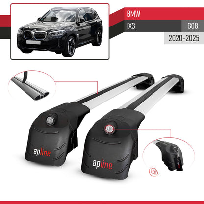 ACE-2 Dakdrager bagagedrager compatibel met BMW iX3 G08 2021-2024 Spoorstaven Grijs Aluminium 2 Staven