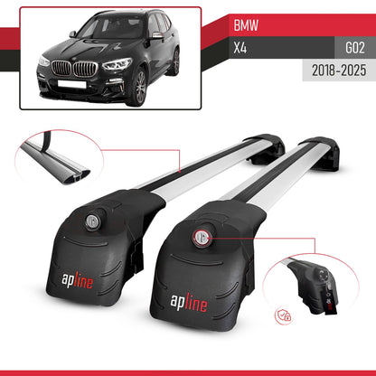 ACE-2 Dakdrager bagagedrager compatibel met BMW X4 (G02) 2018-2023 Spoorstaven Grijs Aluminium 2 Staven