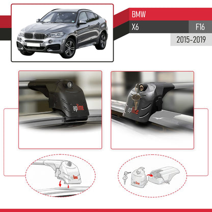 ACE-2 Dakdrager bagagedrager compatibel met BMW X6 (F16) 2015-2019 Spoorstaven Grijs Aluminium 2 Staven