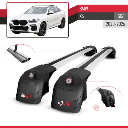 ACE-2 Dakdrager bagagedrager compatibel met BMW X6 (G06) 2020-2025 Spoorstaven Grijs Aluminium 2 Staven