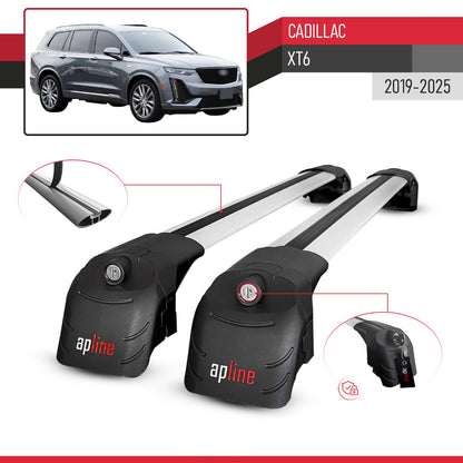 ACE-2 Dakdrager bagagedrager compatibel met Cadillac XT6 2020-2024 Spoorstaven Grijs Aluminium 2 Staven