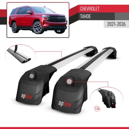 ACE-2 Dakdrager bagagedrager compatibel met Chevrolet Tahoe 2021-2024 Spoorstaven Grijs Aluminium 2 Staven