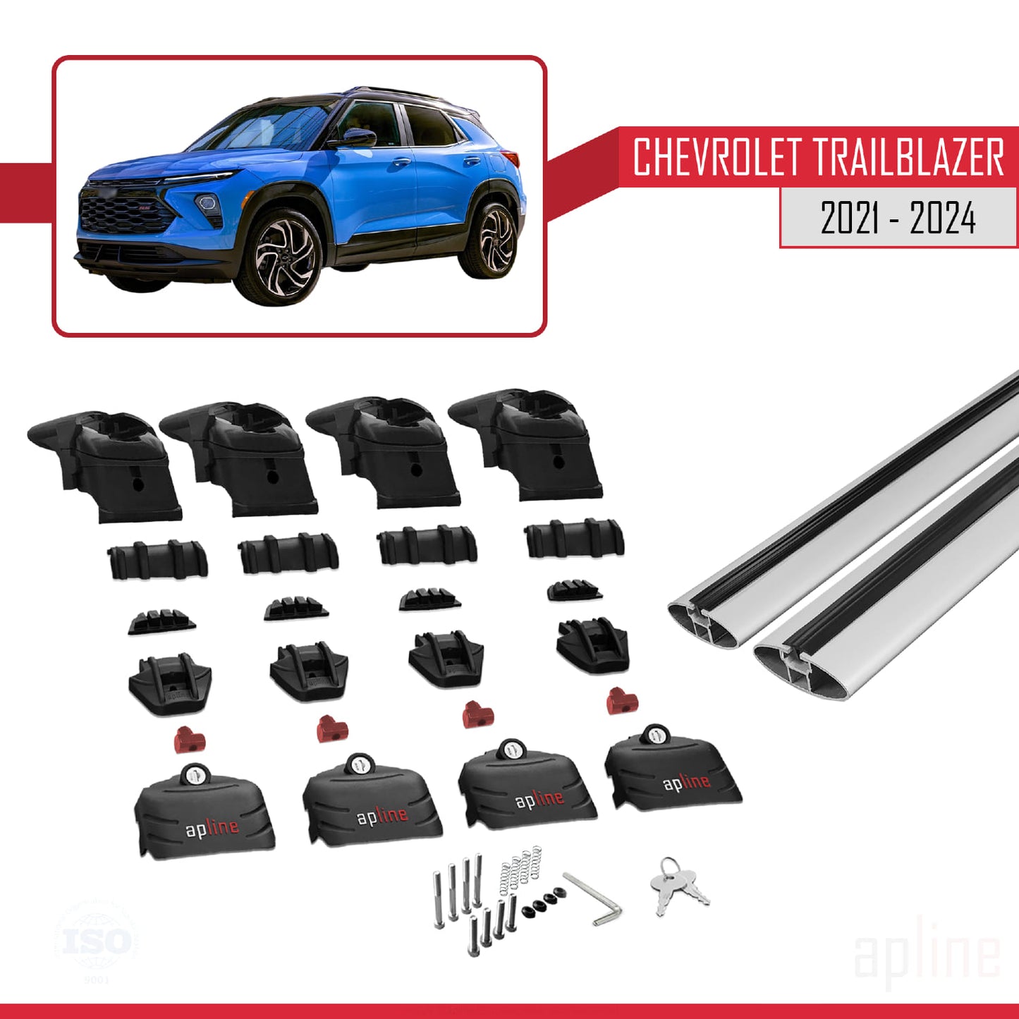 Compatible avec Chevrolet Trailblazer 2021-2024 ACE-2 Barres de Toit Railing Porte-Bagages de Voiture Gris Aluminium 2 Barres