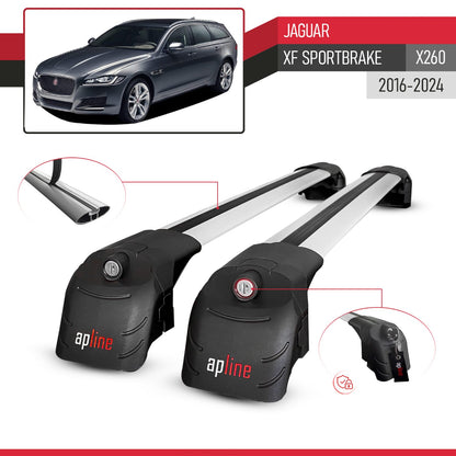 ACE-2 Dakdrager bagagedrager compatibel met Jaguar XF S 2018-2024 Spoorstaven Grijs Aluminium 2 Staven
