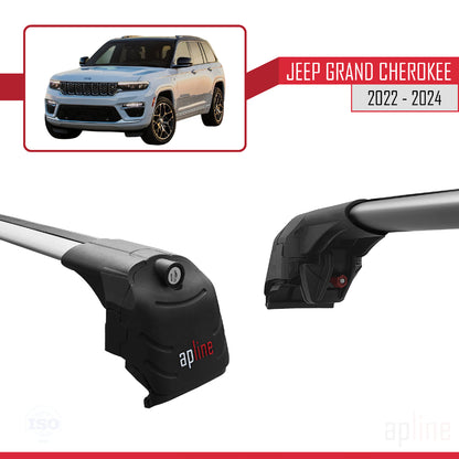 Compatible with Jeep Grand Cherokee 2022-2024 ACE-2 Car Roof Rack Cross Bar Grey Aluminium 2 Bars