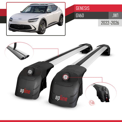 ACE-2 Dakdrager bagagedrager compatibel met Genesis GV60 2023-2024 Spoorstaven Grijs Aluminium 2 Staven