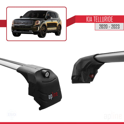 Compatible avec Kia Telluride 2020-2024  ACE-2 Barres de Toit Railing Porte-Bagages de Voiture Gris Aluminium 2 Barres