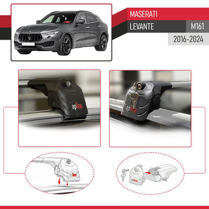 Compatible with Maserati Levante 2017-2024 ACE-2 Car Roof Rack Cross Bar Grey Aluminium 2 Bars