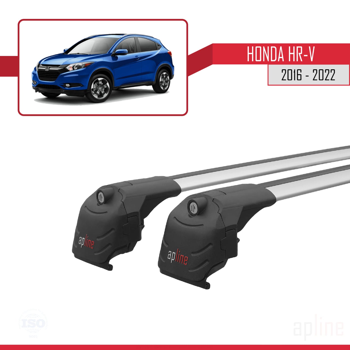 Compatible avec Honda HR-V 2016-2022 ACE-2 Barres de Toit Railing Porte-Bagages de Voiture Gris Aluminium 2 Barres