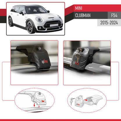 Compatible with Mini Clubman F54 2016-2024 ACE-2 Car Roof Rack Cross Bar Grey Aluminium 2 Bars