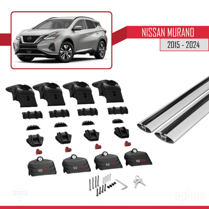 Compatible avec Nissan Murano 2015-2024 ACE-2 Barres de Toit Railing Porte-Bagages de Voiture Gris Aluminium 2 Barres