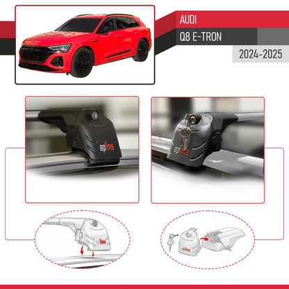 ACE-2 Dakdrager bagagedrager compatibel met Audi Q8 e-Tron 2024-2025 Spoorstaven Grijs Aluminium 2 Staven