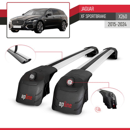 ACE-2 Dakdrager bagagedrager compatibel met Jaguar XF Sportbrake 2015-2025 Spoorstaven Grijs Aluminium 2 Staven