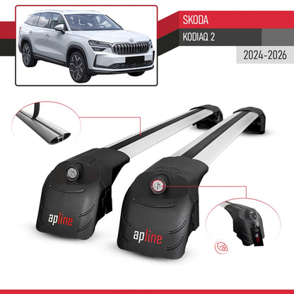 ACE-2 Dakdrager bagagedrager compatibel met Skoda Kodiaq 2024-2025 Spoorstaven Grijs Aluminium 2 Staven