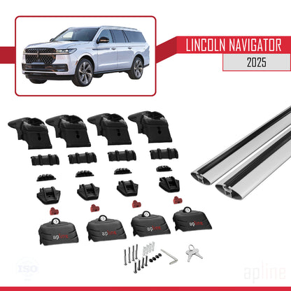Compatible avec Lincoln Navigator 2025 ACE-2 Barres de Toit Railing Porte-Bagages de Voiture Gris Aluminium 2 Barres