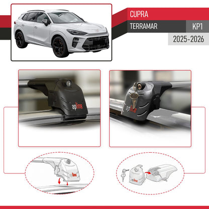 ACE-2 Dakdrager bagagedrager compatibel met Cupra Terramar 2025 Spoorstaven Grijs Aluminium 2 Staven