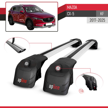 Compatible with Mazda CX-5 2017-2025 ACE-2 Car Roof Rack Cross Bar Grey Aluminium 2 Bars