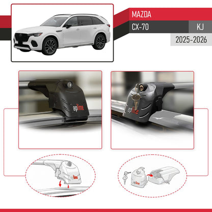 Compatible with Mazda CX-70 2025 ACE-2 Car Roof Rack Cross Bar Grey Aluminium 2 Bars