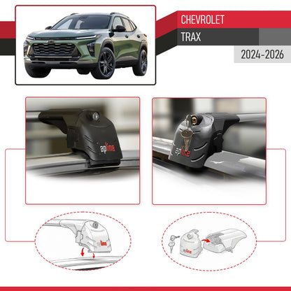 ACE-2 Dakdrager bagagedrager compatibel met Chevrolet Trax 2024-2025 Spoorstaven Grijs Aluminium 2 Staven