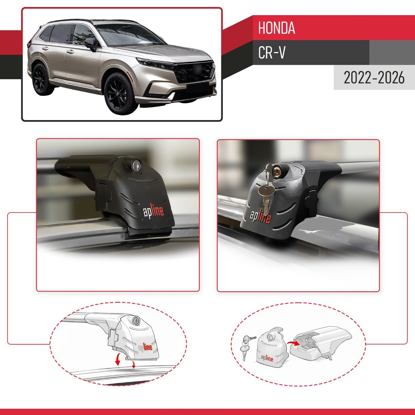 ACE-2 Dakdrager bagagedrager compatibel met Honda CR-V 2022-2025 Spoorstaven Grijs Aluminium 2 Staven