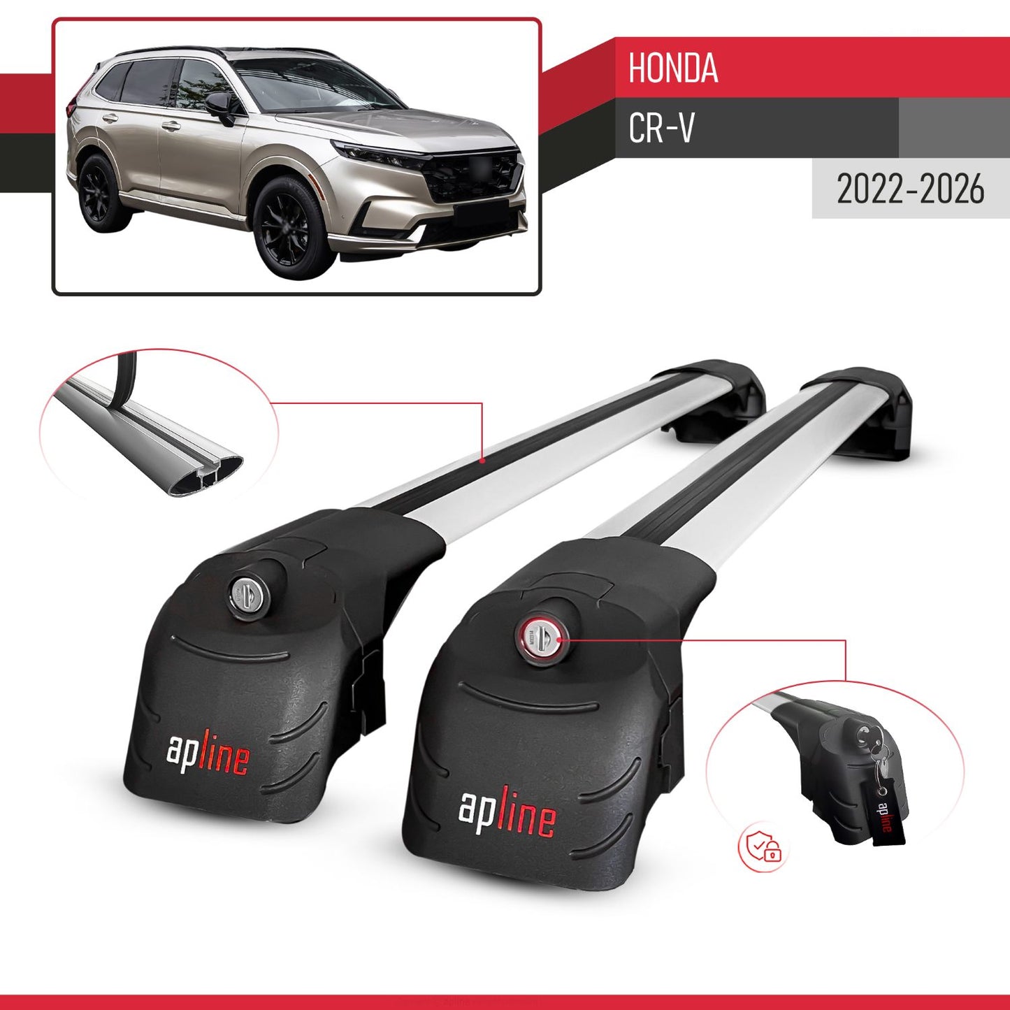 ACE-2 Dakdrager bagagedrager compatibel met Honda CR-V 2022-2025 Spoorstaven Grijs Aluminium 2 Staven
