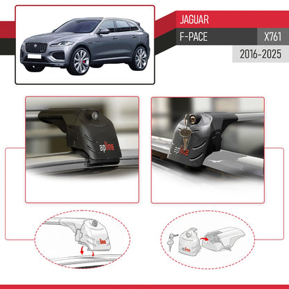 ACE-2 Dakdrager bagagedrager compatibel met Jaguar F-Pace (X761) 2016-2025 Spoorstaven Grijs Aluminium 2 Staven