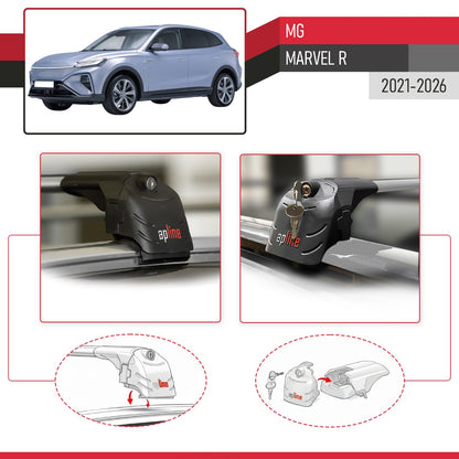 ACE-2 Dakdrager bagagedrager compatibel met MG Marvel R 2021-2025 Spoorstaven Grijs Aluminium 2 Staven