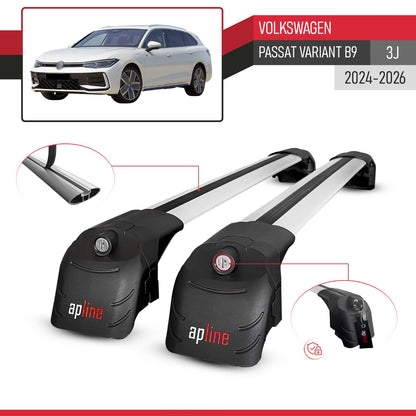ACE-2 Dakdrager bagagedrager compatibel met VW Passat B9 Variant 2024-2025 Spoorstaven Grijs Aluminium 2 Staven