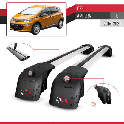 ACE-2 Dakdrager bagagedrager compatibel met Opel Ampera E 2017-2021 Spoorstaven Grijs Aluminium 2 Staven