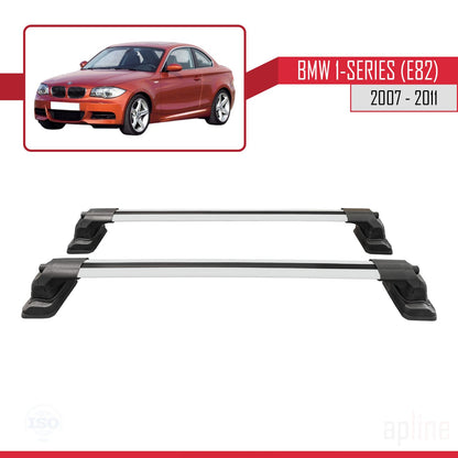 Compatible avec BMW Série 1 (E82) 2007-2013 ACE-3 Barres de Toit Railing Porte-Bagages de Voiture Gris Aluminium 2 Barres