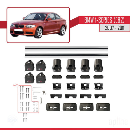 Compatible avec BMW Série 1 (E82) 2007-2013 ACE-3 Barres de Toit Railing Porte-Bagages de Voiture Gris Aluminium 2 Barres