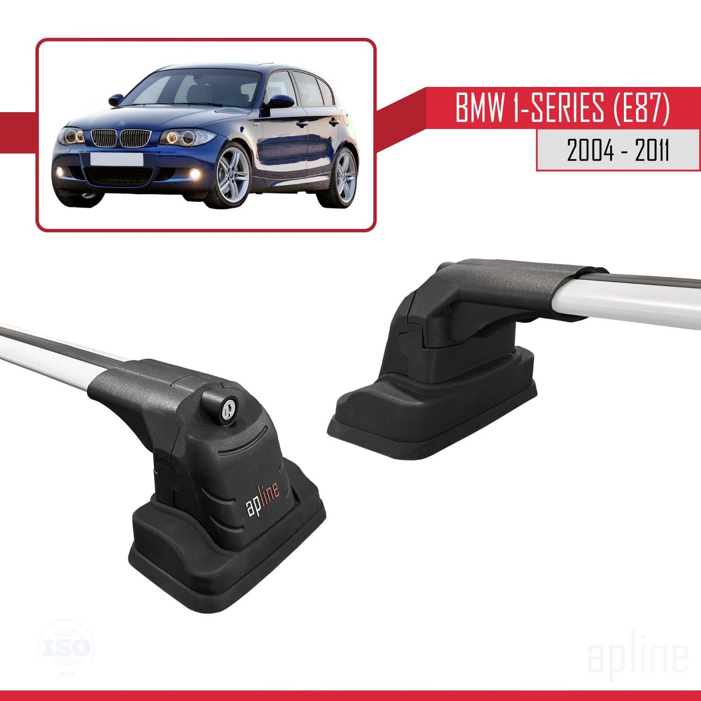Compatible avec BMW Série 1 (E87) 2004-2011 ACE-3 Barres de Toit Railing Porte-Bagages de Voiture Gris Aluminium 2 Barres