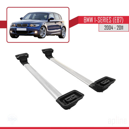 Compatible avec BMW Série 1 (E87) 2004-2011 ACE-3 Barres de Toit Railing Porte-Bagages de Voiture Gris Aluminium 2 Barres
