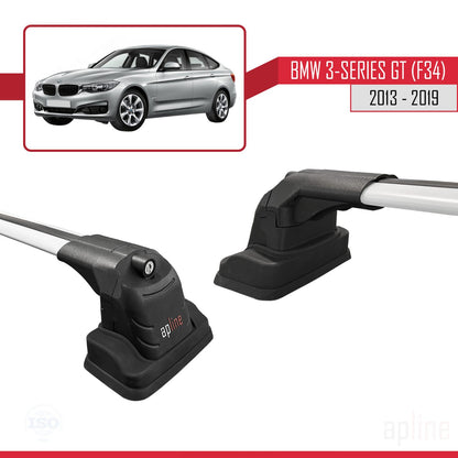 Compatible avec BMW Série 3 Gran Turismo (F34) 2013-2019 ACE-3 Barres de Toit Railing Porte-Bagages de Voiture Gris Aluminium 2 Barres